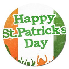 Happy St Patricks Day Design Magnet 5  (round) by dflcprintsclothing