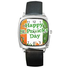 Happy St Patricks Day Design Square Metal Watch by dflcprintsclothing