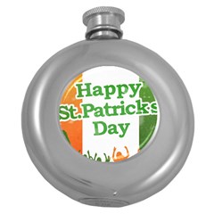 Happy St Patricks Day Design Round Hip Flask (5 Oz) by dflcprintsclothing