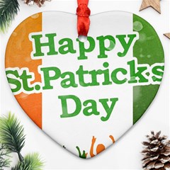 Happy St Patricks Day Design Heart Ornament (two Sides) by dflcprintsclothing