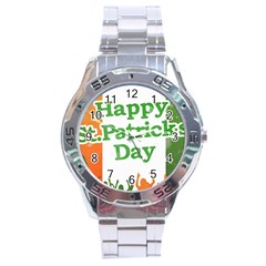 Happy St Patricks Day Design Stainless Steel Analogue Watch by dflcprintsclothing