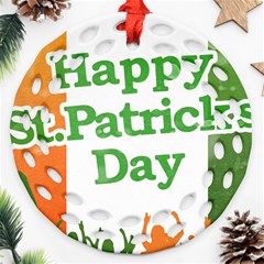 Happy St Patricks Day Design Ornament (round Filigree) by dflcprintsclothing