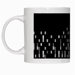 Black And White Matrix Patterned Design White Mugs by dflcprintsclothing