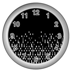 Black And White Matrix Patterned Design Wall Clock (silver) by dflcprintsclothing