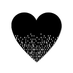 Black And White Matrix Patterned Design Heart Magnet by dflcprintsclothing