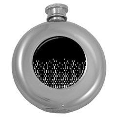 Black And White Matrix Patterned Design Round Hip Flask (5 Oz) by dflcprintsclothing