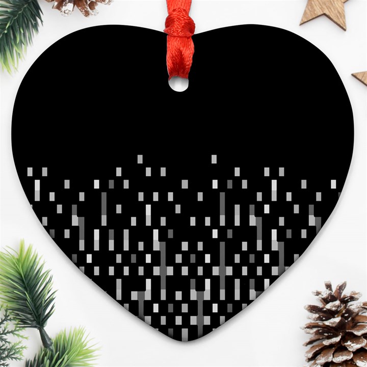 Black And White Matrix Patterned Design Heart Ornament (Two Sides)