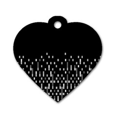 Black And White Matrix Patterned Design Dog Tag Heart (one Side) by dflcprintsclothing