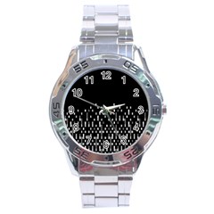 Black And White Matrix Patterned Design Stainless Steel Analogue Watch