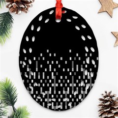 Black And White Matrix Patterned Design Oval Filigree Ornament (two Sides) by dflcprintsclothing