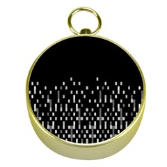 Black And White Matrix Patterned Design Gold Compasses by dflcprintsclothing