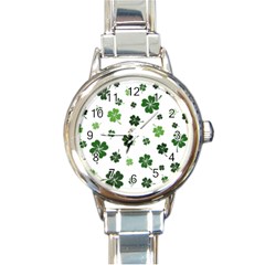 St Patricks Day Pattern Round Italian Charm Watch by Valentinaart