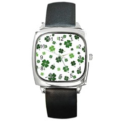 St Patricks Day Pattern Square Metal Watch by Valentinaart