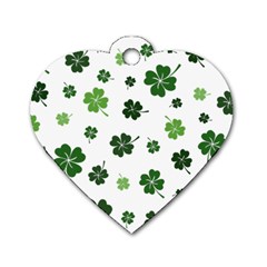 St Patricks Day Pattern Dog Tag Heart (one Side) by Valentinaart