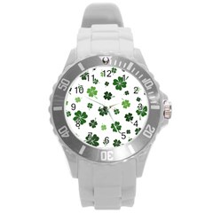 St Patricks Day Pattern Round Plastic Sport Watch (l) by Valentinaart