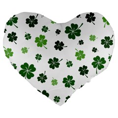 St Patricks Day Pattern Large 19  Premium Heart Shape Cushions by Valentinaart