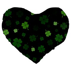 St Patricks Day Large 19  Premium Flano Heart Shape Cushions by Valentinaart