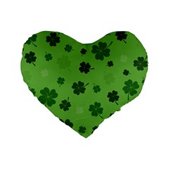 St Patricks Day Standard 16  Premium Flano Heart Shape Cushions by Valentinaart