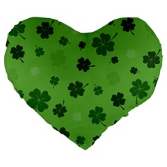 St Patricks Day Large 19  Premium Heart Shape Cushions by Valentinaart