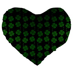 St Patricks Day Large 19  Premium Heart Shape Cushions by Valentinaart