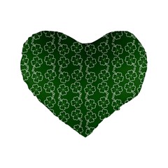 St Patricks Day Standard 16  Premium Flano Heart Shape Cushions by Valentinaart