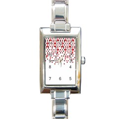 Red And White Matrix Patterned Design Rectangle Italian Charm Watch by dflcprintsclothing