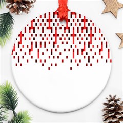 Red And White Matrix Patterned Design Ornament (round)