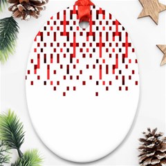 Red And White Matrix Patterned Design Ornament (oval) by dflcprintsclothing