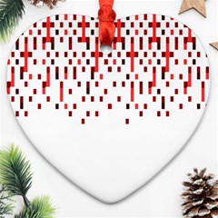 Red And White Matrix Patterned Design Ornament (heart)