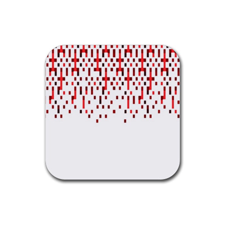 Red And White Matrix Patterned Design Rubber Coaster (Square) 