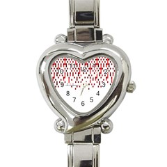 Red And White Matrix Patterned Design Heart Italian Charm Watch by dflcprintsclothing