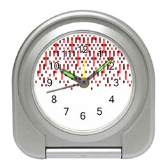 Red And White Matrix Patterned Design Travel Alarm Clock by dflcprintsclothing