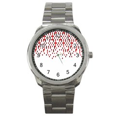 Red And White Matrix Patterned Design Sport Metal Watch by dflcprintsclothing