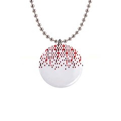 Red And White Matrix Patterned Design 1  Button Necklace by dflcprintsclothing