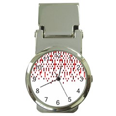 Red And White Matrix Patterned Design Money Clip Watches by dflcprintsclothing