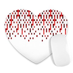 Red And White Matrix Patterned Design Heart Mousepads by dflcprintsclothing