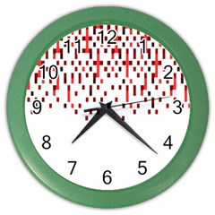 Red And White Matrix Patterned Design Color Wall Clock by dflcprintsclothing