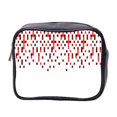 Red And White Matrix Patterned Design Mini Toiletries Bag (two Sides)