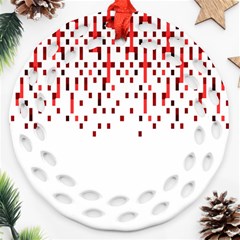 Red And White Matrix Patterned Design Ornament (round Filigree) by dflcprintsclothing