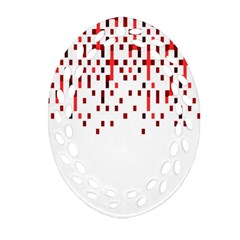 Red And White Matrix Patterned Design Oval Filigree Ornament (two Sides) by dflcprintsclothing