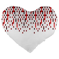 Red And White Matrix Patterned Design Large 19  Premium Heart Shape Cushions by dflcprintsclothing