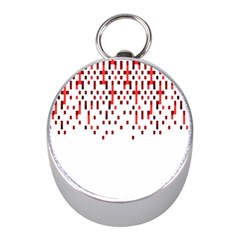 Red And White Matrix Patterned Design Mini Silver Compasses by dflcprintsclothing