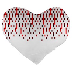 Red And White Matrix Patterned Design Large 19  Premium Flano Heart Shape Cushions by dflcprintsclothing