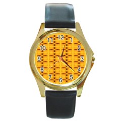 Digital Illusion Round Gold Metal Watch by Sparkle