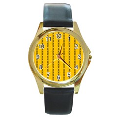 Digital Stars Round Gold Metal Watch