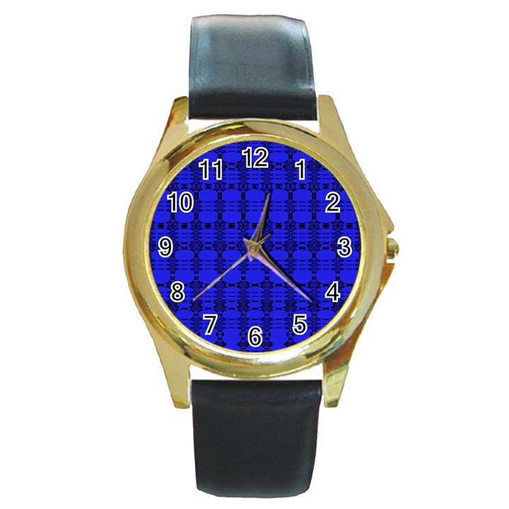 Digital Illusion Round Gold Metal Watch