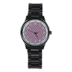 Flowers Pattern Stainless Steel Round Watch