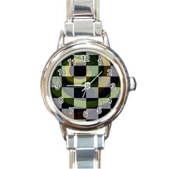 Digital Checkboard Round Italian Charm Watch by Sparkle