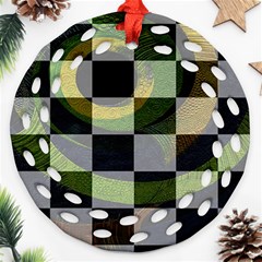 Digital Checkboard Round Filigree Ornament (two Sides) by Sparkle