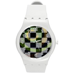 Digital Checkboard Round Plastic Sport Watch (m) by Sparkle